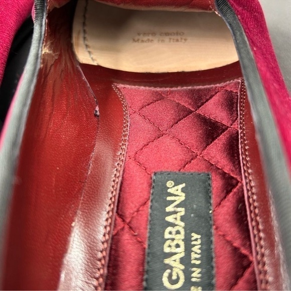 Men’s dolce and Gabbana red velvet loafers size 7, made in Italy main image 4